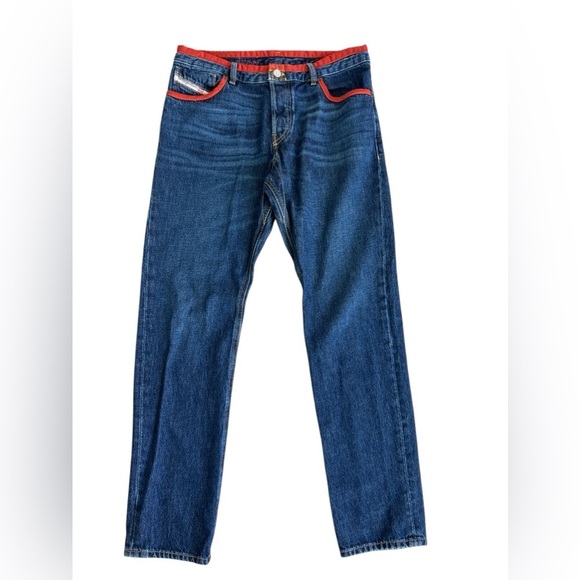 Diesel Men’sButton Fly Jeans Size 33 Blue with Orange Piping
